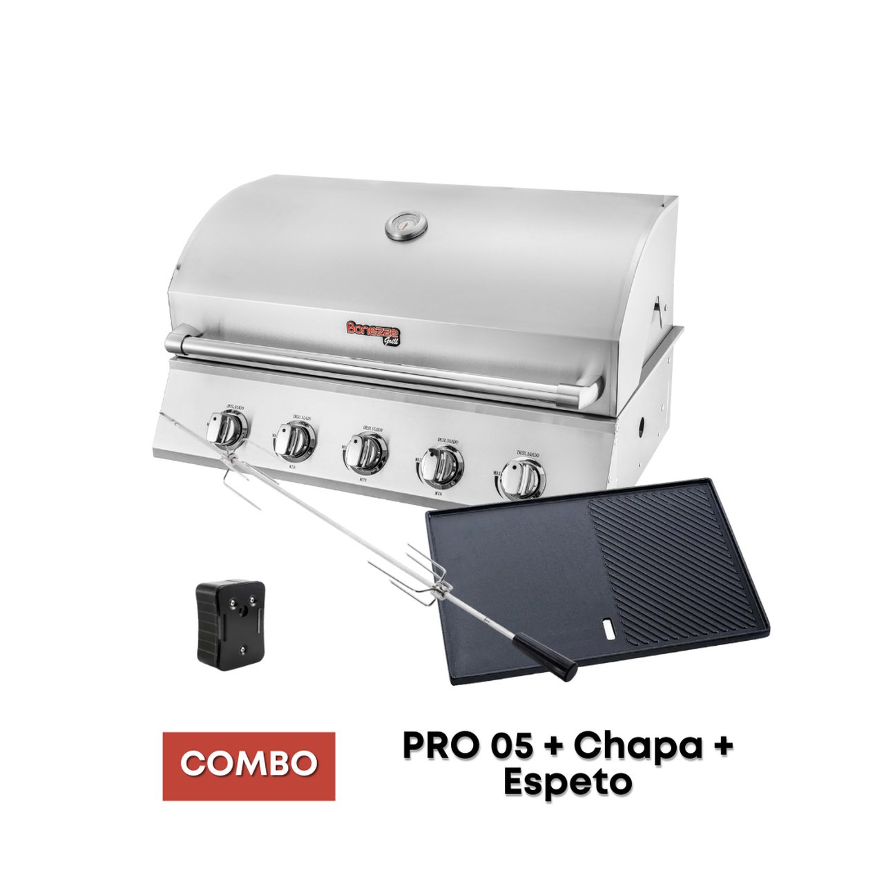 Combo Churrasqueira À Gás Bonezze Pro 5 + Chapa + Espeto(gás Glp ou Botijão) - 1
