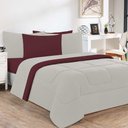 Ver imagem 1 de Kit Edredom + Jogo de Lençol Malha 100% Algodão Gran Moratta 6 Peças Queen - Palha -vinho