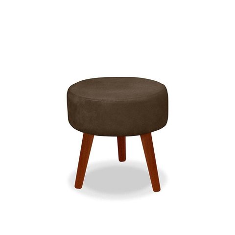 Puff Redondo Decorativo Panqueta de Apoiar Os Pés Suede Marrom