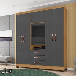 Guarda Roupa Casal Imperial Carvalho Americano Grafite - Incorplac - 2