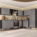 Ver imagem 1 de Armário Cozinha Modulada Completa de Canto 432,5cm Pequim Pop Multimóveis Mp3773 Preto/lacca Fumê