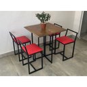 Ver imagem 5 de Kit 3 Banqueta Baixa Para Cozinha Preta Industrial Assento Estofado  