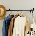 Ver imagem 2 de Arara de Parede 80cm Cabideiro para Roupas + Suporte Rt 40cm Organização Closet Loja Preto