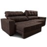 Sofá de Couro Elétrico Retrátil 2,55m Molas Ensacadas Cama Inbox Gran Majesty Marrom - 6
