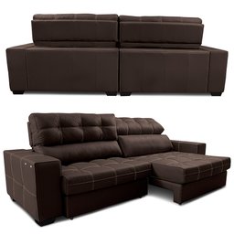 Sofá de Couro Elétrico Retrátil 2,55m Molas Ensacadas Cama Inbox Gran Majesty Marrom - 7