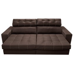 Sofá de Couro Elétrico Retrátil 2,55m Molas Ensacadas Cama Inbox Gran Majesty Marrom - 5