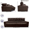 Sofá de Couro Elétrico Retrátil 2,55m Molas Ensacadas Cama Inbox Gran Majesty Marrom - 2