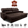 Sofá de Couro Elétrico Retrátil 2,55m Molas Ensacadas Cama Inbox Gran Majesty Marrom - 3