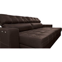 Sofá de Couro Elétrico Retrátil 2,55m Molas Ensacadas Cama Inbox Gran Majesty Marrom - 4