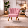 Poltrona Recepção Luxo Design Moderno Conforto Pétala Suede:suede Rosa - 1