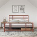 Ver imagem 1 de Cama Casal Robusta Aço Ferro Tamanho Padrão 138cmx188cm Cor Rosê Estilo Industrial Mobbili Ca-04