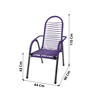 Kit 2 Cadeiras de Área Cordinha Aço Premium Varanda Alpendre Fio Pvc Reforçada Poltrona Cor Roxa - 5