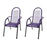 Kit 2 Cadeiras de Área Cordinha Aço Premium Varanda Alpendre Fio Pvc Reforçada Poltrona Cor Roxa - 1