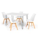 Ver imagem 1 de Conjunto Mesa de Jantar Hairpin 130x80 Branca com 4 Cadeiras Eiffel Leda - Branco