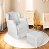 Poltrona Amamentação Cadeira Reforçada Balanço Puff Corino:branco - 1