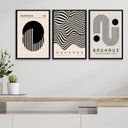 Ver imagem 1 de Kit 3 Quadros Arte Bauhaus - Preto e Branco 24x18cm:madeira Preta