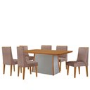 Ver imagem 2 de Mesa de Jantar Diane 180cm Tampo MDF Lam 6 Cadeiras Lisboa Moderna Linho Capuccino Naturale Off