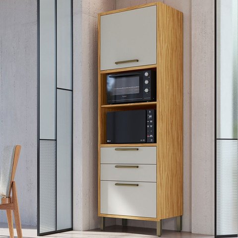 Torre Quente Syrah 2 Portas 2 Gavetas 100% Mdf Amêndoa/off White - Rio Doce