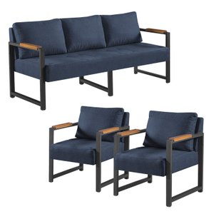 Conjunto 03 Peças Sofá Estilo Industrial Ipanema Impermeável