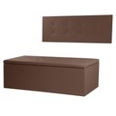 Ver imagem 1 de Kit Cabeceira Painel e Calçadeira Baú Solteiro 0,90m Berlim Material Sintético Marrom Sky Mobile