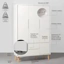 Ver imagem 7 de Kit Quarto Theo com Pés Retrô Natural - Berço + Cômoda 6 Gavetas + Guarda-Roupa 3 Portas + Poltrona