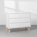Ver imagem 5 de Kit Quarto Theo com Pés Retrô Natural - Berço + Cômoda 6 Gavetas + Guarda-Roupa 3 Portas + Poltrona