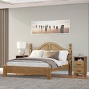 Ver imagem 1 de Conjunto Quarto: Cama Casal Clássica, 2 Mesas de Cabeceiras 2 Gavetas Freijó Ouro Madeira Pinus - Fi