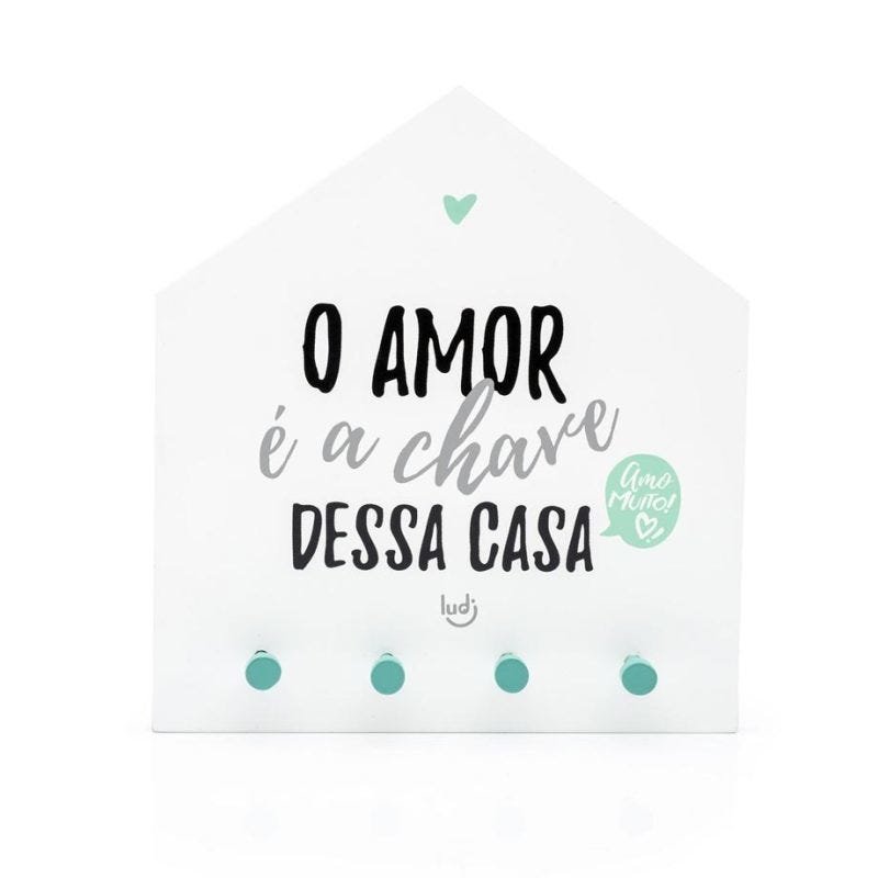 Porta Chaves com Imãs o Amor é a Chave dessa Casa