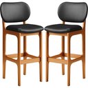 Ver imagem 1 de Kit 02 Banquetas Alta Para Cozinha Madeira Fixa Betta L02 Imbuia Couríssimo Preto - Lyam Decor