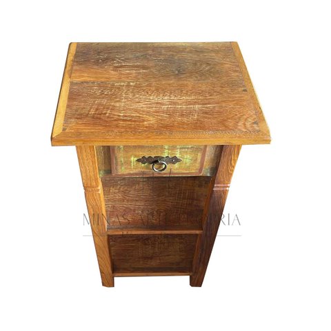 MESA DE CANTO Mesinha Lateral Madeira Demolição Prateleira Gaveta