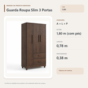 Ver imagem 4 de Guarda Roupa Slim 3 Portas 2 Gavetas Café Formimóveis