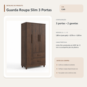 Ver imagem 5 de Guarda Roupa Slim 3 Portas 2 Gavetas Café Formimóveis