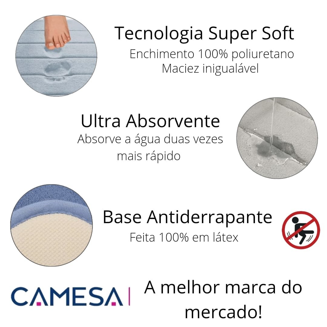 Tapete de Banheiro Super Soft Camesa Antiderrapante Macio Bege - 4