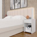 Ver imagem 2 de Cabeceira Estofada Cama Queen Deinze com Led Bco/bouclé Off Whit - M.a Branco/bouclé Off White