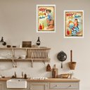 Ver imagem 2 de Kit 2 Quadros Cozinha Vintage Crianças 45x34cm - com Vidro:madeira Preta