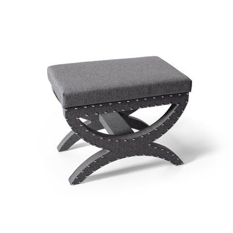 Puff Estofado com Tachas Channel Cinza Escuro - Straub Web