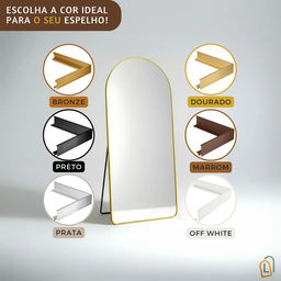 Espelho Base Reta com Moldura Alumínio Dourado Corpo Inteiro 170x70 Cm C/ Suporte de Chão e Parede - 6