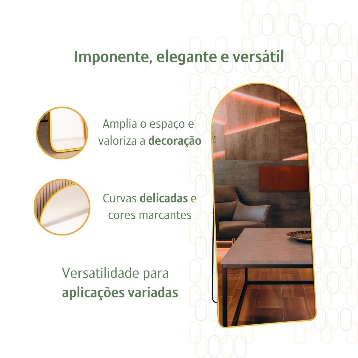 Espelho Grande Base Reta com Moldura Metal Corpo Inteiro 170 X 70 Cm Industrial - 4