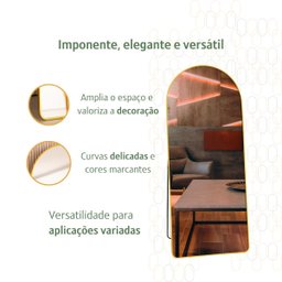 Espelho Grande Base Reta com Moldura Metal Corpo Inteiro 170 X 70 Cm Industrial - 4