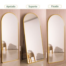 Espelho Grande Base Reta com Moldura Metal Corpo Inteiro 170 X 70 Cm Industrial - 3