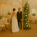 Ver mais imagens de Espelho Base Reta com Moldura Alumínio Dourado Corpo Inteiro 170x70 Cm C/ Suporte de Chão e Parede