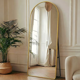 Espelho Base Reta com Moldura Alumínio Dourado Corpo Inteiro 170x70 Cm C/ Suporte de Chão e Parede - 13