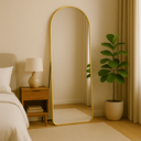 Ver imagem 7 de Espelho Base Reta com Moldura Alumínio Dourado Corpo Inteiro 170x70 Cm C/ Suporte de Chão e Parede