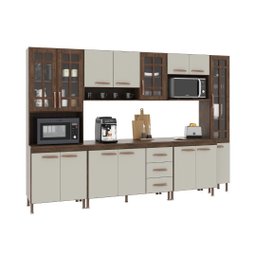 Cozinha Modulada Completa Fidelitá Lisboa 6 Peças 295cm 15 Portas 3 Gavetas com Tampo - 3