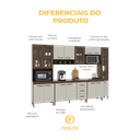 Ver imagem 5 de Cozinha Modulada Completa Fidelitá Lisboa 6 Peças 295cm 15 Portas 3 Gavetas com Tampo