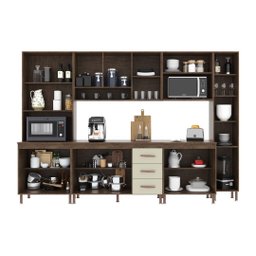 Cozinha Modulada Completa Fidelitá Lisboa 6 Peças 295cm 15 Portas 3 Gavetas com Tampo - 2