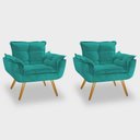 Ver imagem 1 de Conjunto 2 Poltronas Decorativas Para Sala Opala Pés Palito Suede Azul Tifany UlissesDecor