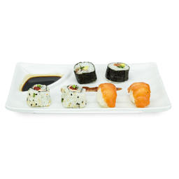 Prato Sushi Sashimi Branco com Porta Molho - 3