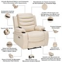 Ver imagem 4 de Poltrona Reclinável Elétrica com Massagem Porta Copos e USB Donatti L07 Couríssimo Bege - Lyam