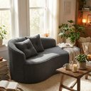 Ver imagem 1 de Sofá Orgânico Curvo Feijão Confortável Sala Estúdio Amore Bouclê Chumbo - Montanari's Decor